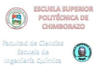 ESCUELA SUPERIOR POLITÉCNICA DE  CHIMBORAZO Facultad de Ciencias Escuela de Ingeniería Química 