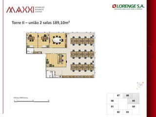 Torre II – união 2 salas 189,10m²
 