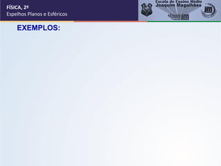 FÍSICA, 2º
Espelhos Planos e Esféricos
EXEMPLOS:
 