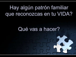 Hay algún patrón familiar
que reconozcas en tu VIDA?

    Qué vas a hacer?
 