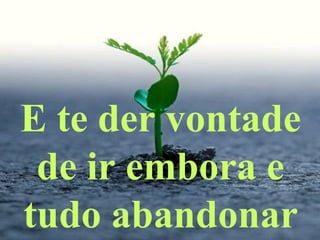 E te der vontade
de ir embora e
tudo abandonar
 