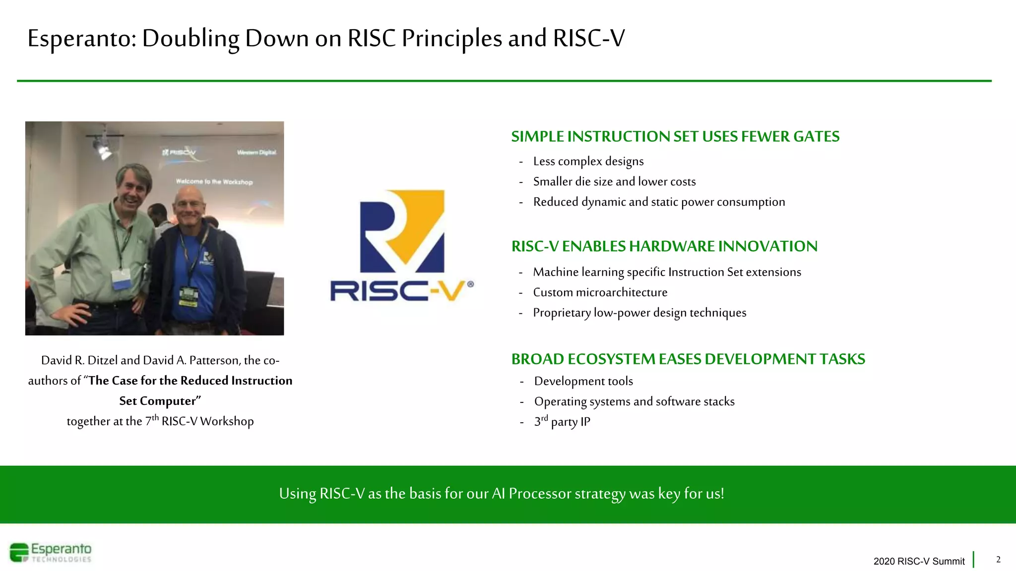 David Patterson Risc V Esperanto accelerates machine learning with 1000+ low power RISC-V ...
