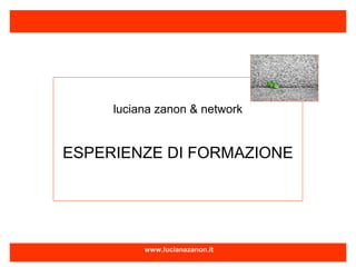 luciana zanon & network

ESPERIENZE DI FORMAZIONE

www.lucianazanon.it

 