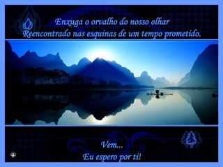 Enxuga o orvalho do nosso olhar Reencontrado nas esquinas de um tempo prometido. Vem... Eu espero por ti! 