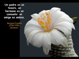 Un padre es un
tesoro, un
hermano es un
consuelo: un
amigo es ambos.
Benjamin Franklin
(1706-1790)
Estadista
 