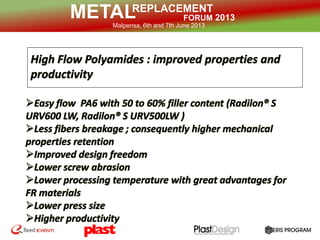 REPLACEMENT
FORUM 2013METALMalpensa, 6th and 7th June 2013
 