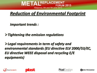 REPLACEMENT
FORUM 2013METALMalpensa, 6th and 7th June 2013
 