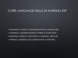 Nursing Language Example English for Specific Purposes (ESP) in Nursing: Enhancing Professional ...