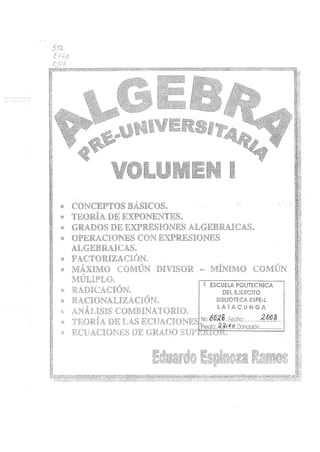 Espinoza ramos eduardo - algebra pre universitaria 1
