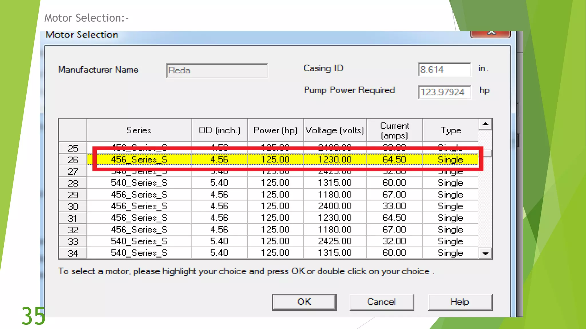 Motor Selection:-
35
 