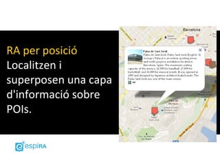RA per posició
Localitzen i
superposen una capa
d'informació sobre
POIs.
 