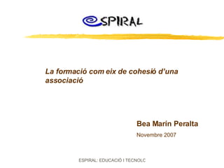 La formació com eix de cohesió d’una associació Bea Marín Peralta Novembre 2007 