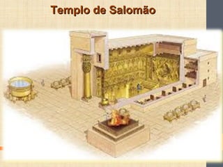 • Salomão levou 13 anos
para construir seu
palácio.
• Construiu a Casa da
Floresta do Líbano
possuía colunas de cedro
e me...