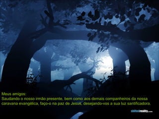 Meus amigos:  Saudando o nosso irmão presente, bem como aos demais companheiros da nossa caravana evangélica, faço-o na paz de Jesus, desejando-vos a sua luz santificadora.   .  