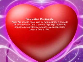 A religião enclausura nossa memória. A espiritualidade liberta nossa Consciência. A religião crê na vida eterna. A espiritualidade nos faz consciente da vida eterna. A religião promete para depois da morte. A espiritualidade é encontrar Deus em nosso interior  durante a vida.  Texto de Flávio Girol Projeto Bom Dia Coração   Nada faz sentido nesta vida se não tocamos o coração de uma pessoa. Que o seu dia hoje seja repleto de pequenas e constantes alegrias. Das pequeninas coisas é feita a vida... 