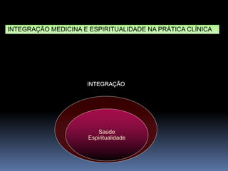 Saúde
Saúde
Espiritualidade
INTEGRAÇÃO
INTEGRAÇÃO MEDICINA E ESPIRITUALIDADE NA PRÁTICA CLÍNICA
 