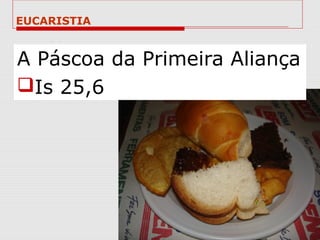 EUCARISTIA


A Páscoa da Primeira Aliança
Is 25,6
 