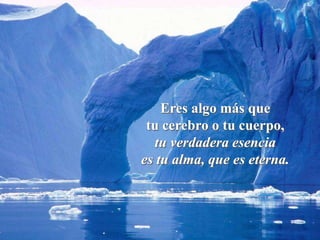 Eres algo más que
 tu cerebro o tu cuerpo,
   tu verdadera esencia
es tu alma, que es eterna.
 
