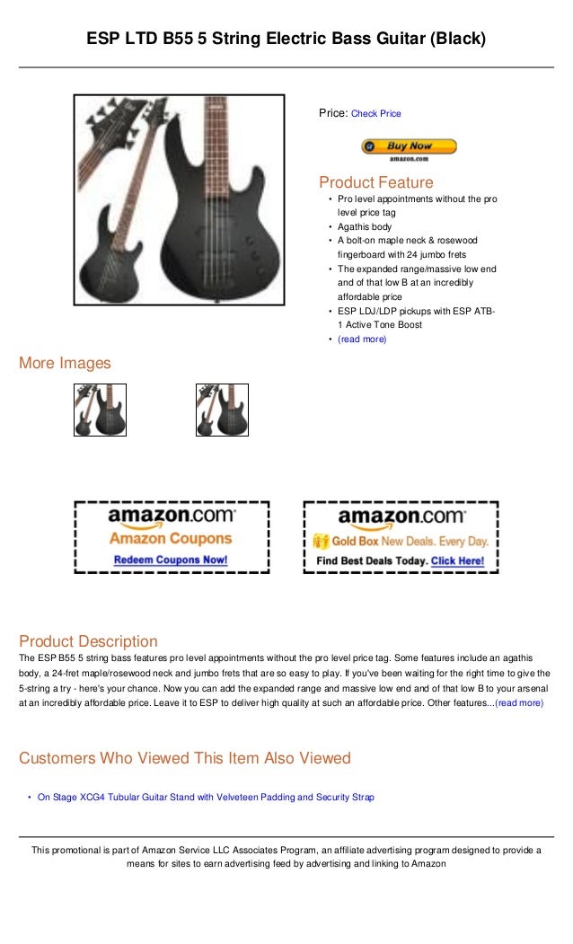 Esp ltd b55 5 string electric bass guitar (black)