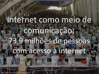 Internet como meio de comunicação: 73,9 milhões de pessoas com acesso à internetFonte:  IBOPE Nielsen Online | 4º Trimestre de 2010