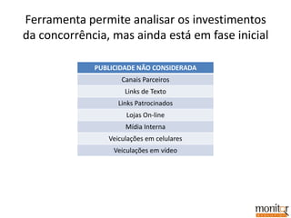 Ranking de audiência da categoria “Home & Garden”Roxo = BrandVerde = ChannelFonte: Nielsen NetView Report: Standard Metrics Period: Month of August, 2010 Panel Type: Home and Work Country: BrazilCategory: Home and Fashion - Subcategory: Home and Garden