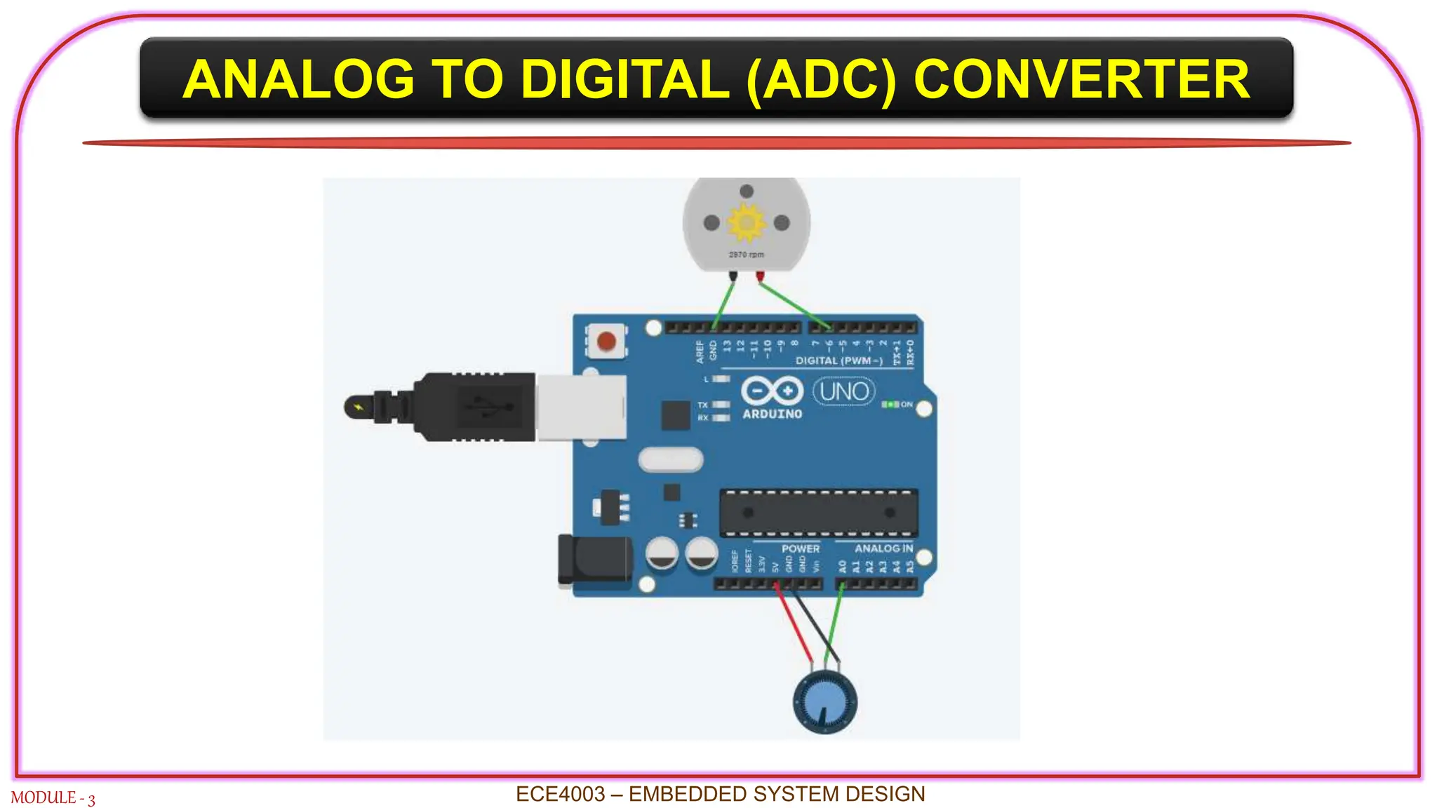 ANALOG TO DIGITAL (ADC) CONVERTER
MODULE - 3 ECE4003 – EMBEDDED SYSTEM DESIGN
 