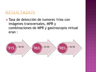  Tasade detección de tumores 1rios con
 imágenes transversales, MPR y
 combinaciones de MPR y gastroscopia virtual
 eran ...