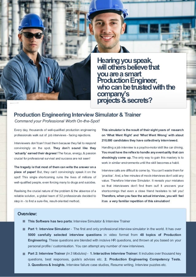 production engineering job interview viva voce simulator trainer production engineering job