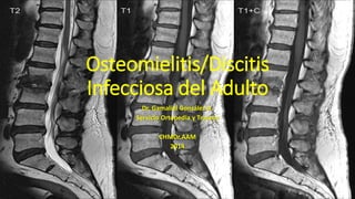 Osteomielitis/Discitis 
Infecciosa del Adulto 
Dr. Gamaliel González A. 
Servicio Ortopedia y Trauma 
CHMDr.AAM 
2014 
 