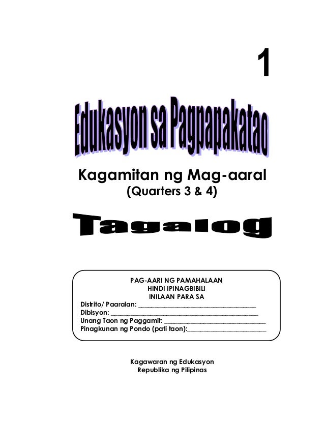 K TO 12 GRADE 1 LEARNING MATERIAL IN EDUKASYON SA PAGPAPAKATAO (Q3Q4)