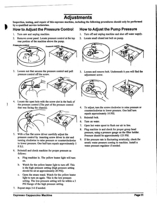 Espressimo 2100, 2400 & 1700