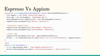 Espresso Vs Appium
 