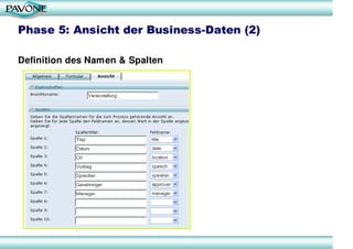 Phase 5: Ansicht der Business-Daten (2)

Definition des Namen & Spalten
 