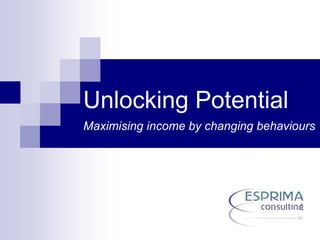 Unlocking Potential
Maximising income by changing behaviours
 
