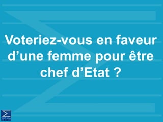 Voteriez-vous en faveur
d’une femme pour être
chef d’Etat ?
 