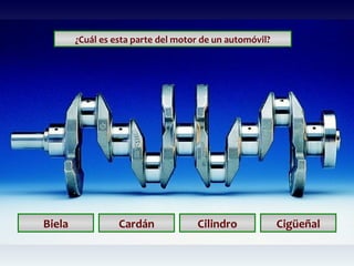 ¿Cuál es esta parte del motor de un automóvil?

Biela

Cardán

Cilindro

Cigüeñal

 