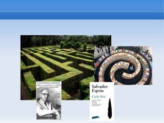 ESPRIU
●   La pell de brau esdevé
    una crònica social.
●   Testimoni exhaustiu de la
    intrahistòria
●   Crea un món personal, sustentat
    en una geografia mítica de
    senzilla interpretació, on
    destaca Sepharad.
●   A partir de les traduccions creix
    la ressonància internacional.
●   Es musiquen els seus poemes
    per Narcís Bonet i sobretot per
    Raimon.
 