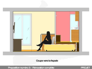 Proposition numéro 3 :  Rénovation complète PROJET Coupe vers la façade 