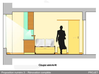 Proposition numéro 3 :  Rénovation complète PROJET Coupe vers le lit 