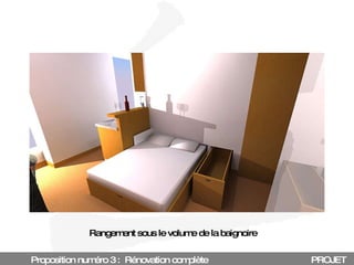 Proposition numéro 3 :  Rénovation complète PROJET Rangement sous le volume de la baignoire 