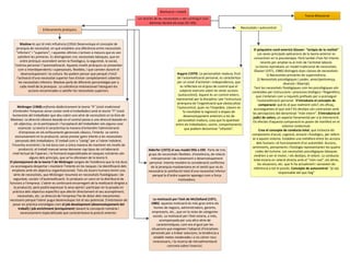 Motivació i treball
                                                                                                                                                                                                               Teoria Bifactorial
                                                                                        Les teories de les necessitats o del contingut (van
                                                                                                dominar durant els anys 50 i 60).
                                                                                                                                                                  Necessitats i autocontrol
                       Enfocaments jeràrquics



         Maslow és qui té més influència.(1954) Desenvolupa el concepte de
     jerarquia de necessitat, en què estableix una diferència entre necessitats                                                                                            El psiquiatre nord-americà Glasser: "teràpia de la realitat"
     "inferiors" i "superiors", i aquestes últimes s'activen a mesura que es van                                                                                              Les seves principals aplicacions de la teoria anterior es
       satisfent les primeres. Es distingeixen cinc necessitats bàsiques, que en                                                                                           concentren en la psicoteràpia. Però també s'han fet intents
         ordre jeràrquic ascendent serien la fisiològica, la seguretat, la social,                                                                                               recents per ampliar-la al món de l'activitat laboral.
   l'estima personal i l'autorealització. Aquests nivells jeràrquics es presenten                                                                                           La teoria reprodueix un model tradicional de necessitats.
       com a interdependents i superposats, flexibles, i que canvien durant el                                                                                             Glasser (1971, 1986) distingeix dues classes de necessitats:
          desenvolupament i la cultura. No podem pensar que perquè s'iniciï                                         Argyris (1979) La personalitat madura, fruit                     1) Necessitats primàries de supervivència.
      l'activació d'una necessitat superior han d'estar completament cobertes                                       de l'autorealització personal, es caracteritza            2) Necessitats psicològiques ( poder, amor/pertinença,
        les necessitats inferiors. Maslow parla de diferents percentatges per a                                     per un estat d'activitat i independència, que                                 diversió i llibertat)
         cada nivell de la jerarquia. La suficiència motivacional l'atorguen les                                       es reflecteix en el grau de control que el          Tant les necessitats fisiològiques com les psicològiques són
               accions encaminades a satisfer les necessitats superiors.                                              subjecte exerceix sobre les seves accions          conduïdes per instruccions i processos biològics i filogenètics,
                                                                                                                     (autocontrol). Aquest és un control extern,             que s'entenen com a requisits prefixats per a aconseguir
                                                                                                                   representat per la disciplina i per l'estructura           l'autorealització personal. S'introdueix el concepte de
                                                                                                                    jeràrquica de l'organització que obstaculitza               comparació: què és el que realment vols?; ets eficaç,
       McGregor (1968) enfronta dialècticament la teoria “X” (visió tradicional                                     l'autocontrol, quan no l'impedeix. Llavors es          aconsegueixes el que vols? Els desitjos són contrastats amb
   d'entendre l'empresa sense contar amb el treballador) amb la teoria “Y” (visió                                        fa inevitable la regressió a etapes de           les percepcions del denominat "món intern". S'introduiria el
  humanista del treballador que deu cobrir una sèrie de necessitats en la línia de                                       desenvolupament anteriors a les de               judici de valors, un aspecte fonamental per a la intervenció.
 Maslow). La direcció clàssica basada en el control passa a una direcció basada en                                   personalitat madura, cosa que fa aparèixer           Els efectes d'aquesta comparació es posen de manifest en el
     els objectius, on la participació i l'acceptació del treballador són alguna cosa                              entre els treballadors, sovint, comportaments                                 sistema conductual.
        essencial. La teoria X caracteritza la manera d'entendre l'administració                                          que podíem denominar "infantils".                     Crea el concepte de conducta total, que inclouria els
         d'empreses en els enfocaments gerencials clàssics, l'interès se centra
                                                                                                                                                                         components d'acció, cognició, emoció i fisiològics, per referir-
      exclusivament en la producció, sense prestar gaire interès a les necessitats
                                                                                                                                                                         se a aquest sistema. Estableix una metàfora entre les accions
      personals dels treballadors. El treball com a "càstig" per a l'obrer indolent,
                                                                                                                                                                             dels humans i el funcionament d'un automòbil. Accions,
  l'incentiu econòmic i la mà dura com a única manera de mantenir els nivells de
                                                                                                                                                                         sentiments, pensaments i fisiologia representarien les quatre
         producció, el treball manual sense demanar cap tipus de col·laboració                 Alderfer (1972) el seu model ERG o ERC Parla de tres                         rodes del turisme. Les necessitats psicològiques bàsiques
   intel·lectual de l'operari, i la formació especialitzada en tasques rutinàries són          grups de necessitats flexibles: d'existència, de relació                    vindrien a ser el motor, i els desitjos, el volant. La conducta
                alguns dels principis, que se'ns ofereixen de la teoria X.                       interpersonal i de creixement o desenvolupament                           total estaria en relació directa amb el "món real", els altres,
El plantejament de la teoria Y de McGregor sorgeix de l'evidència que la mà dura                personal. Intenta resoldre la consideració conflictiva                        les situacions, etc. que hi ha actualment i serveixen de
 no aconsegueix despertar i mantenir l'interès en les tasques i la identificació dels            de la jerarquia maslowniana en el sentit que no és                        referència a tot el procés. Concepte de autocontrol: "jo sóc
  empleats amb els objectius organitzacionals. Tots els éssers humans tenim una                necessària la satisfacció total d'una necessitat inferior                                      responsable del que faig"
    sèrie de necessitats, que McGregor resumeix en necessitats fisiològiques i de                 perquè la d'ordre superior aparegui com a força
    seguretat, socials i d'autorealització. Es produeix un canvi en la distribució de                                motivadora.
funcions a l'empresa. L'obrer es continuarà encarregant de la realització dirigida a
    la producció, però podrà expressar la seva opinió i participar en la posada en
   pràctica dels objectius específics que afectin directament el seu acompliment,
        necessitats, etc. La direcció de l'empresa l'ha de dotar dels mecanismes
necessaris perquè l'obrer pugui desenvolupar tot el seu potencial. S'intentaran de                La motivació per l'èxit de McClelland (1971,
   posar en pràctica estratègies com el job development (desenvolupament del                     1985) aquesta motivació és més gran entre els
        treball) i job enrichment (enriquiment) davant la concepció rutinària i                    homes de negocis, administradors, gerents,
          excessivament especialitzada que caracteritzava la posició anterior.                   empresaris, etc., que en la resta de categories
                                                                                                  socials. La motivació per l'èxit estaria, a més,
                                                                                                       acompanyada per una altra sèrie de
                                                                                                     característiques, com ara el gust per les
                                                                                                 situacions que exigeixen l'adopció d'iniciatives
                                                                                                 personals per a trobar solucions, la tendència a
                                                                                                   establir metes moderades i a no córrer riscs
                                                                                                  innecessaris, i la recerca de retroalimentació
                                                                                                             concreta sobre l'exercici.
 