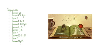 Temporalización:
Sesiones 1 y 2.
Sesiones 3, 4, 5 y 6.
Sesión 7.
Sesiones 8, 9 y 10.
Sesiones 11, 12, 13 y 14.
Sesiones 15 y 16.
Sesiones 17 y 18.
Sesión 19.
Sesiones 20, 21 y 22.
Sesión 23.
Sesiones 24 y 25
 