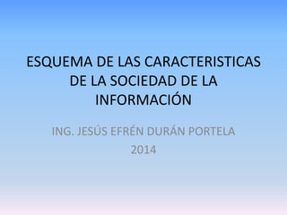 ESQUEMA DE LAS CARACTERISTICAS
DE LA SOCIEDAD DE LA
INFORMACIÓN
ING. JESÚS EFRÉN DURÁN PORTELA
2014

 