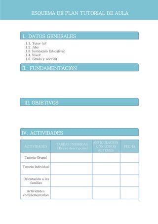 Esquema del plan tutorial de aula | PDF