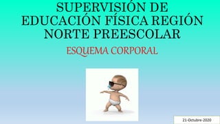 SUPERVISIÓN DE
EDUCACIÓN FÍSICA REGIÓN
NORTE PREESCOLAR
ESQUEMA CORPORAL
21-Octubre-2020
 