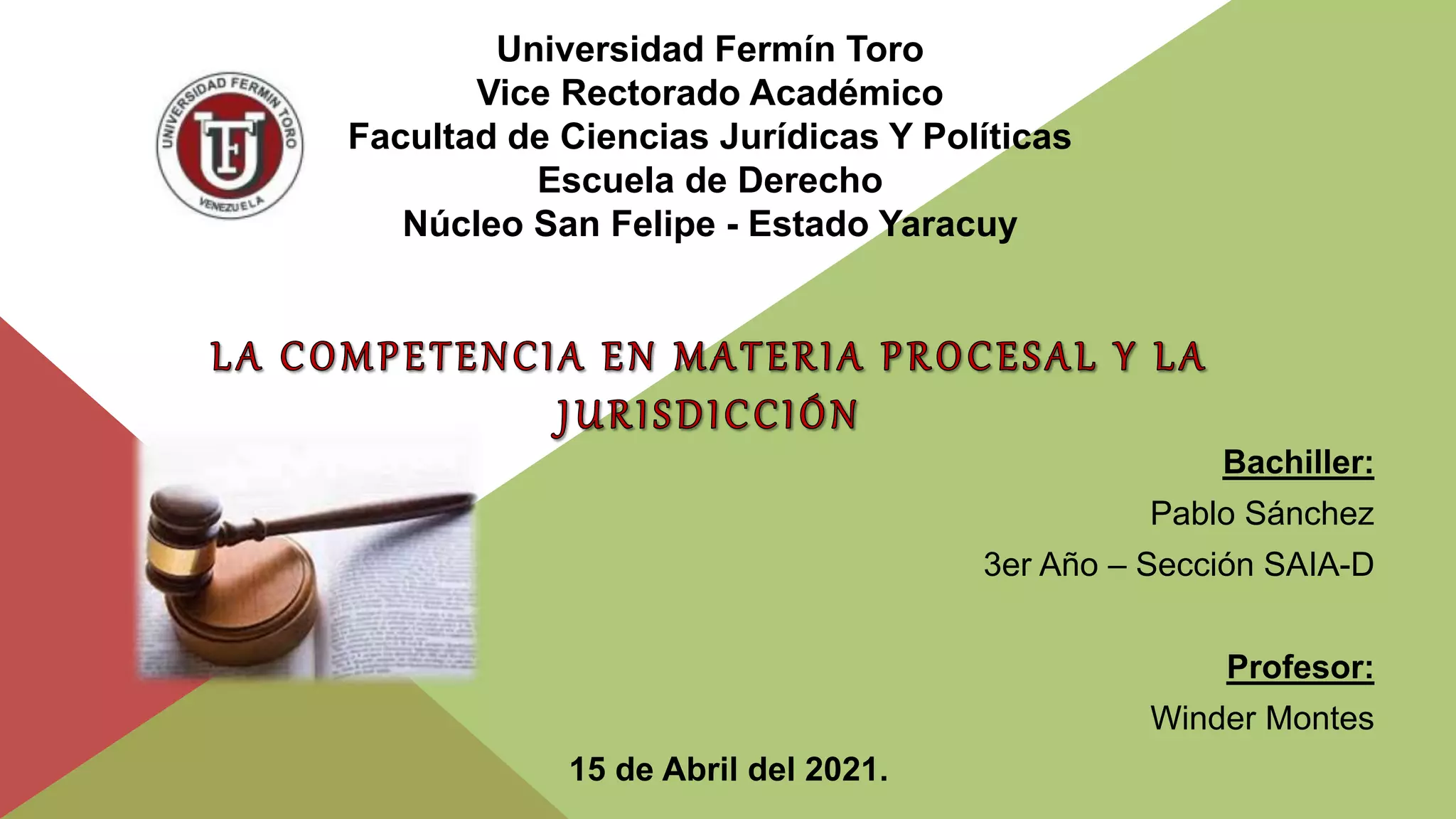 Esquema de la Competencia en Materia Procesal y la Jurisdiccion | PPTX