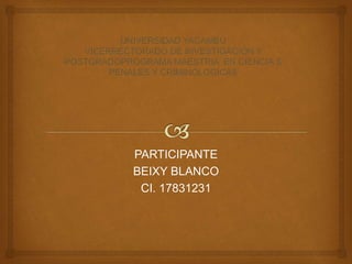 PARTICIPANTE
BEIXY BLANCO
CI. 17831231
 