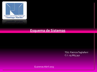 Esquema de Sistemas
TSU. PatriciaTagliaferri
C.I.: 15.665.341
Guarenas Abril 2013
 