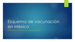 Esquema de vacunación
en México
DE ACUERDO AL MANUAL DE VACUNACIÓN 2017.
 