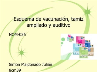 Esquema de vacunación, tamiz
ampliado y auditivo
NOM-036
Simón Maldonado Julián
8cm39
 